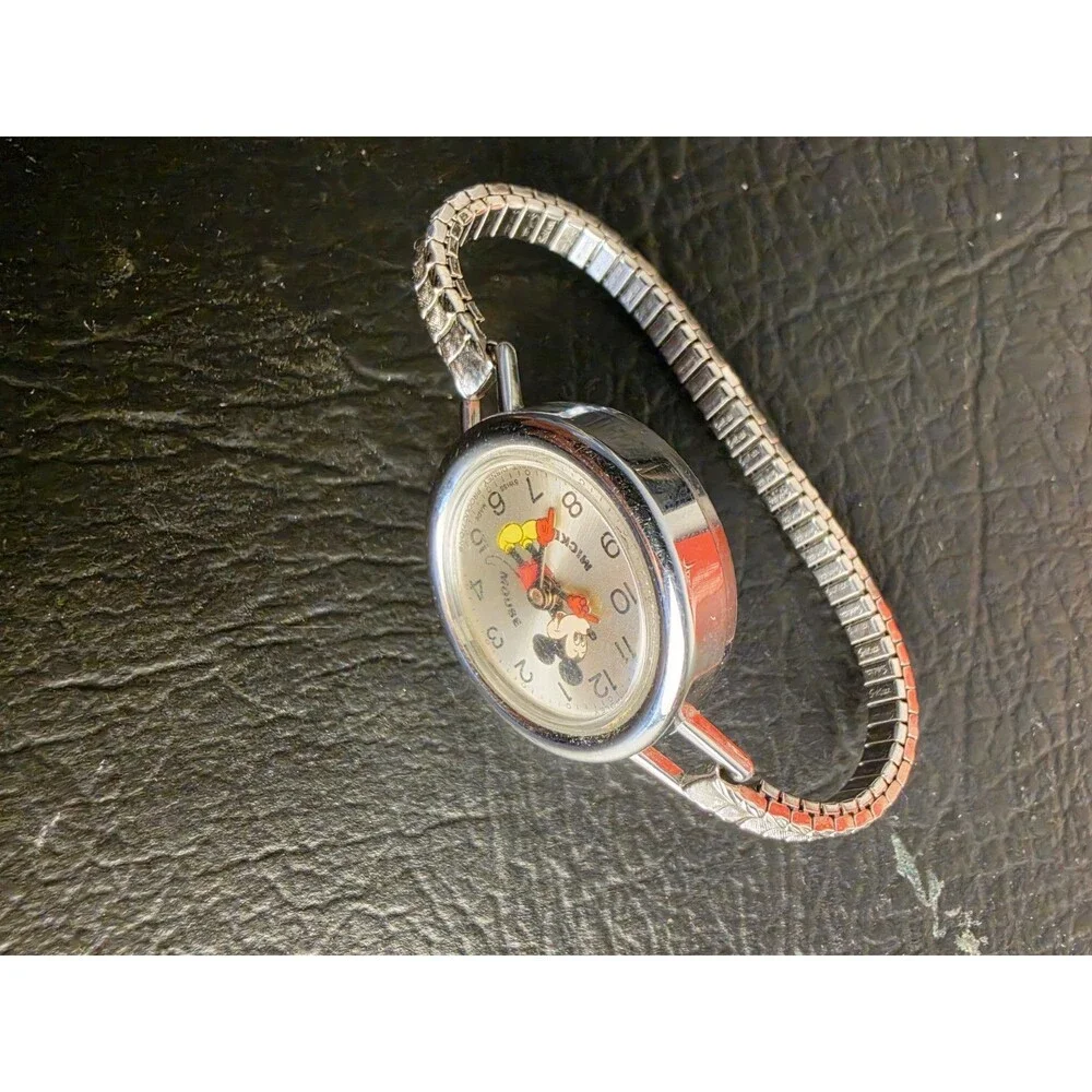 Vintage Mickey Mouse WALT DISNEY PROD. Watch Bracelet Band. Bradley Manual SWISS